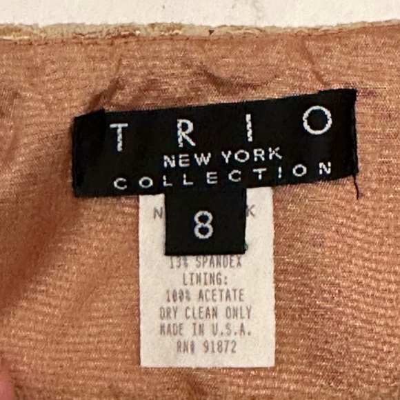 VTG Trio New York Collection Lace Dress Pants Holiday Gold Floral Tapered Leg - Picture 2 of 6